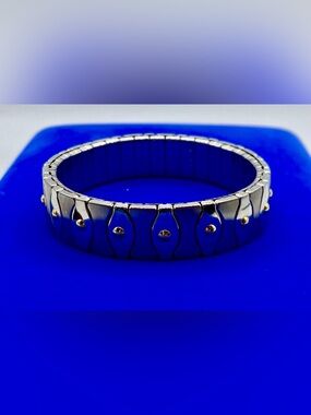 Stainless Steel & 18K Milor Italy Stretch Bracelet